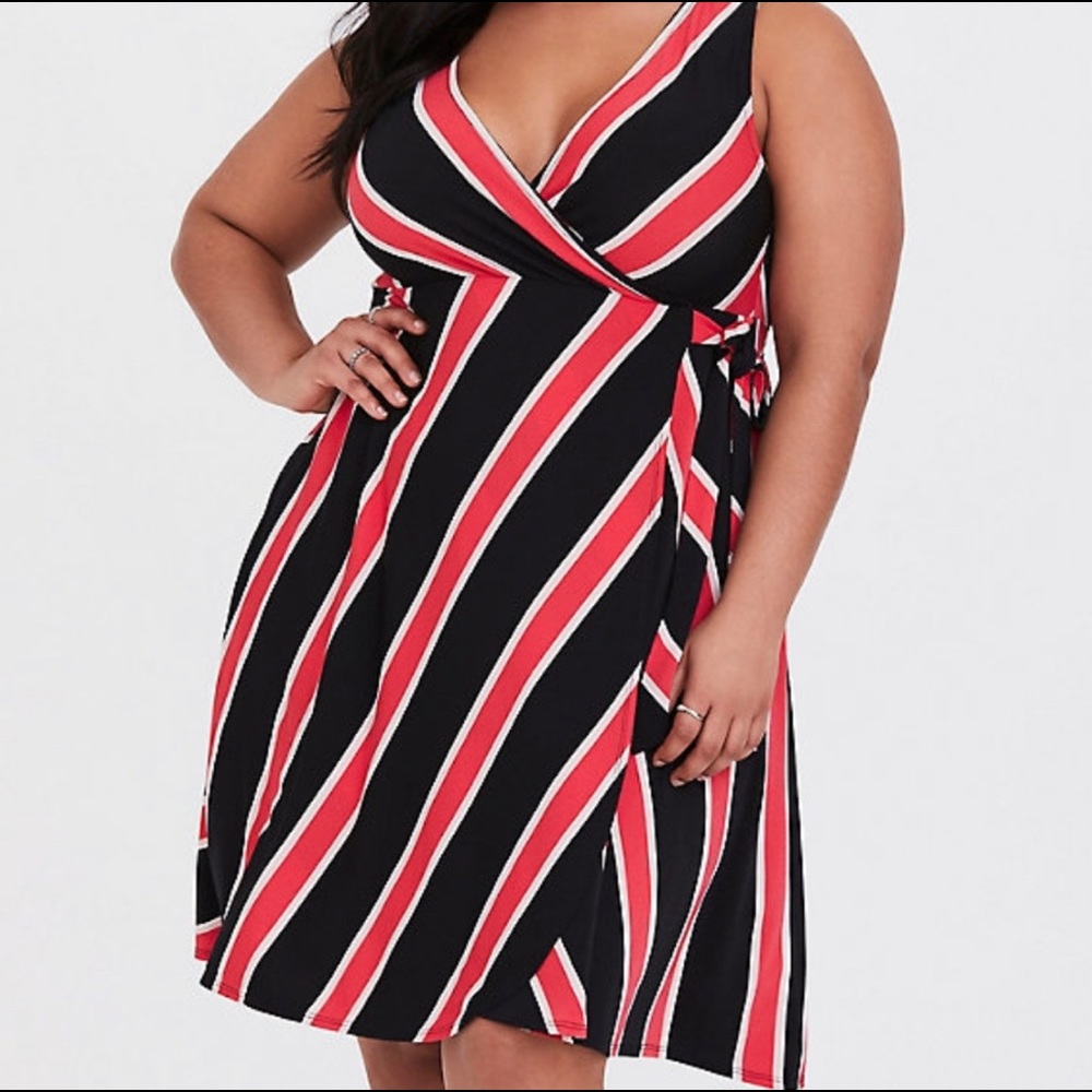 Torrid Red Stripe Crepe Dress NWT